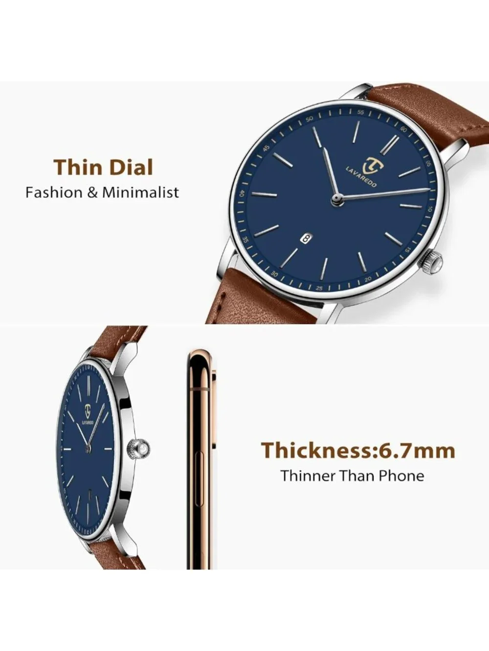 Stylish Minimalist Men's Analog Watch with Leather Strap & Date Feature
